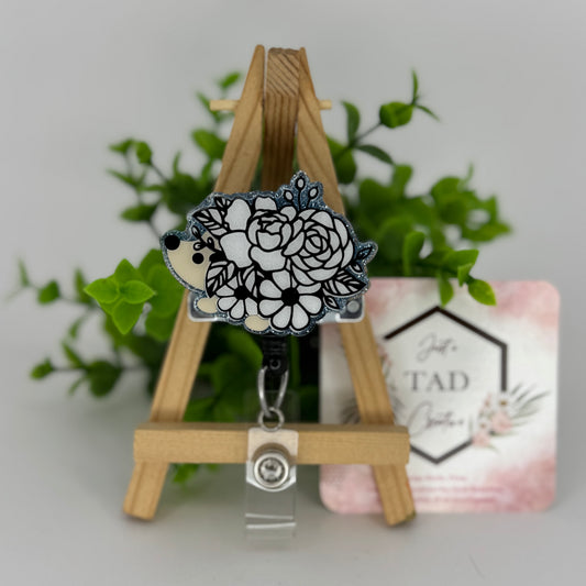 Floral Hedgehog Interchangeable Badge Topper