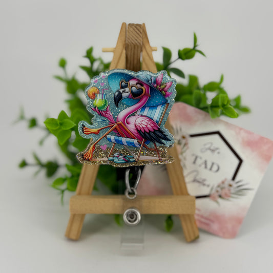 Beachin' It Flamingo Interchangeable Badge Topper