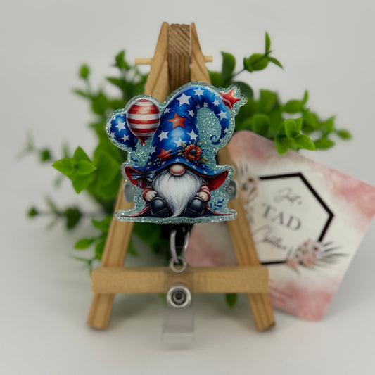 Red White & Blue Gnome Interchangeable Badge Reel Topper