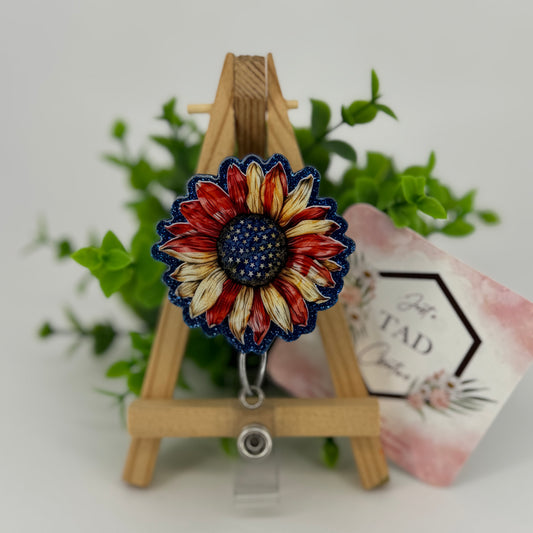 Patriotic American Sunflower Interchangeable Badge Topper