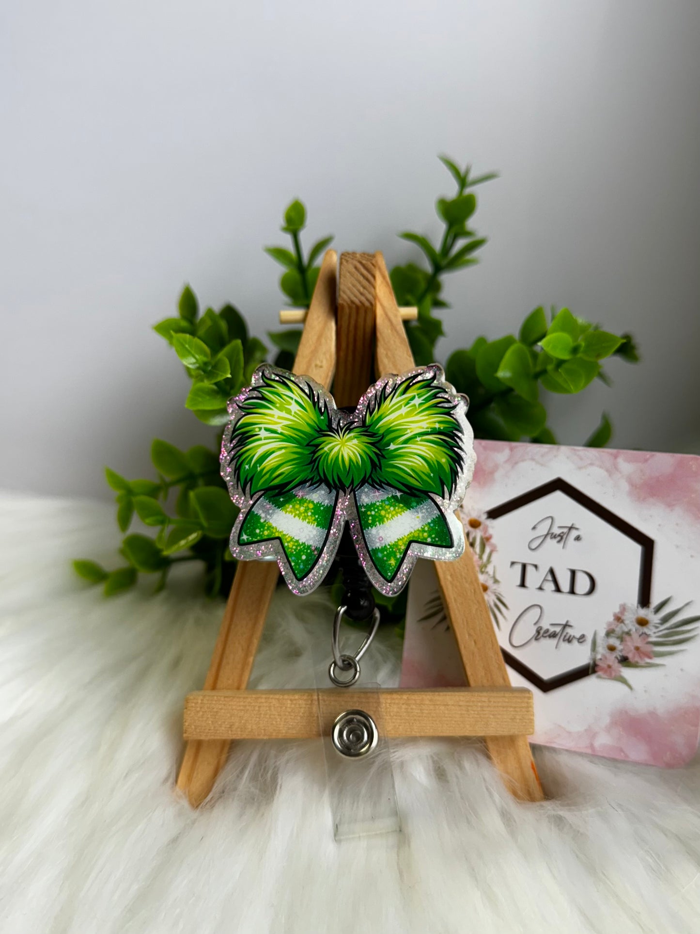 Green Fur Holiday Bow Interchangeable Topper