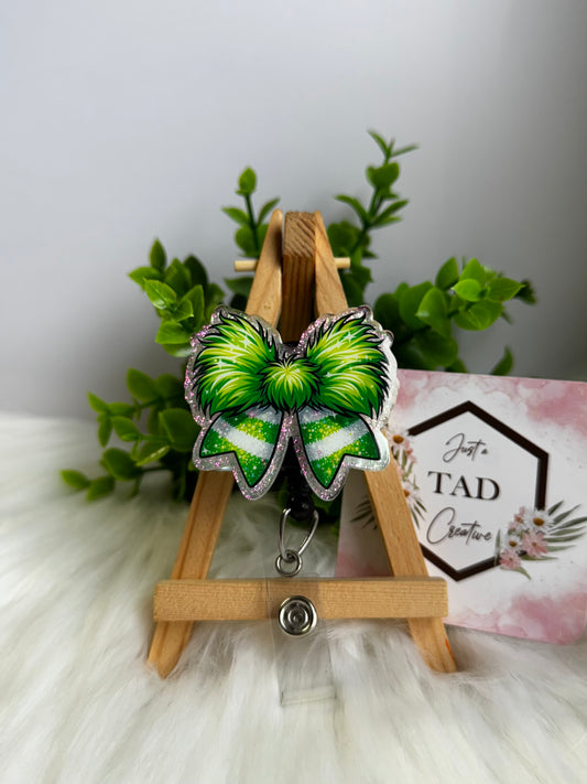 Green Fur Holiday Bow Interchangeable Topper