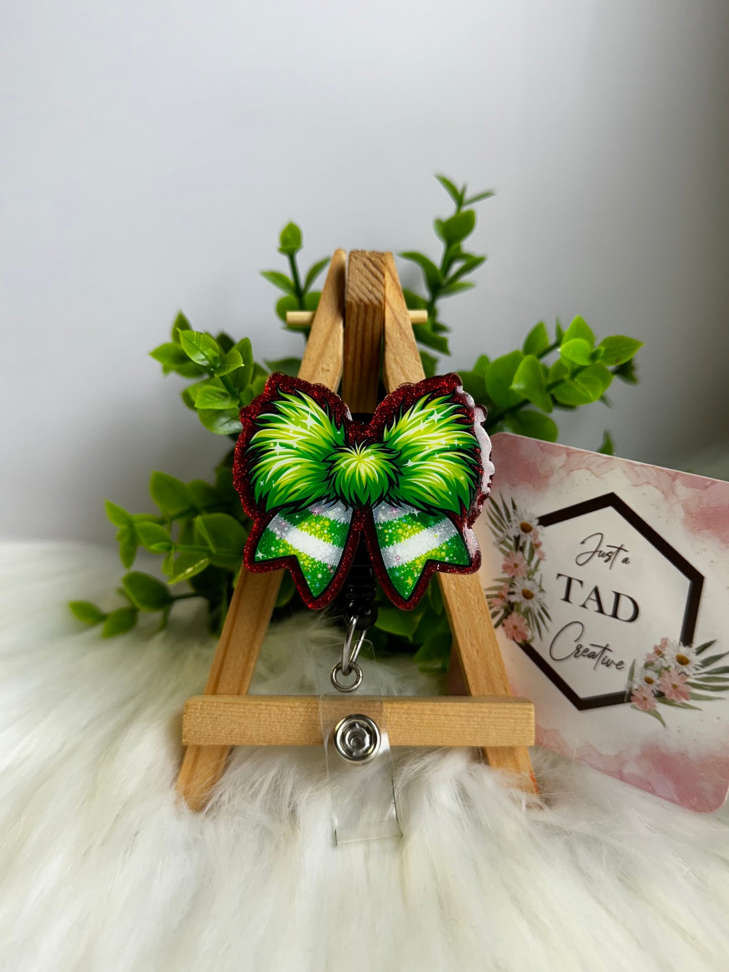 Green Fur Holiday Bow Interchangeable Topper