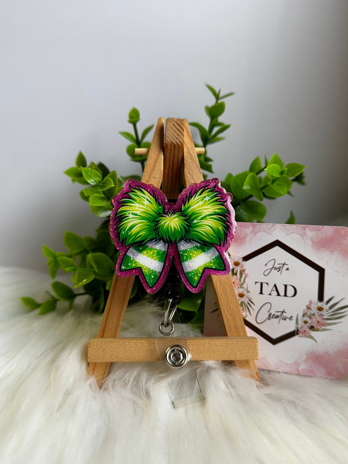 Green Fur Holiday Bow Interchangeable Topper