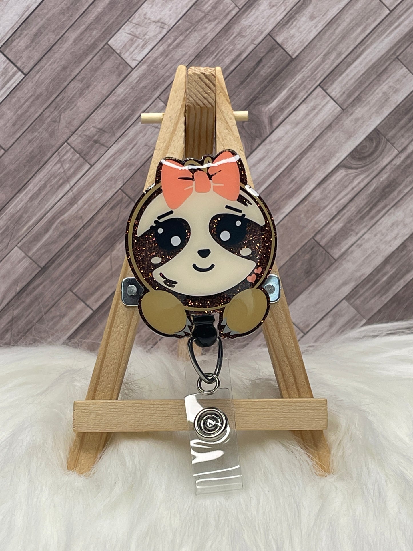 Girl Sloth with Bow Glittered Interchangeable Topper