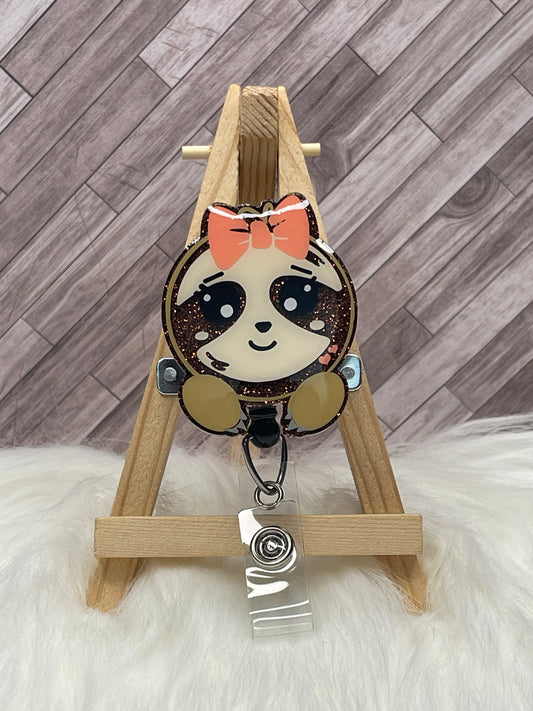 Girl Sloth with Bow Glittered Interchangeable Topper
