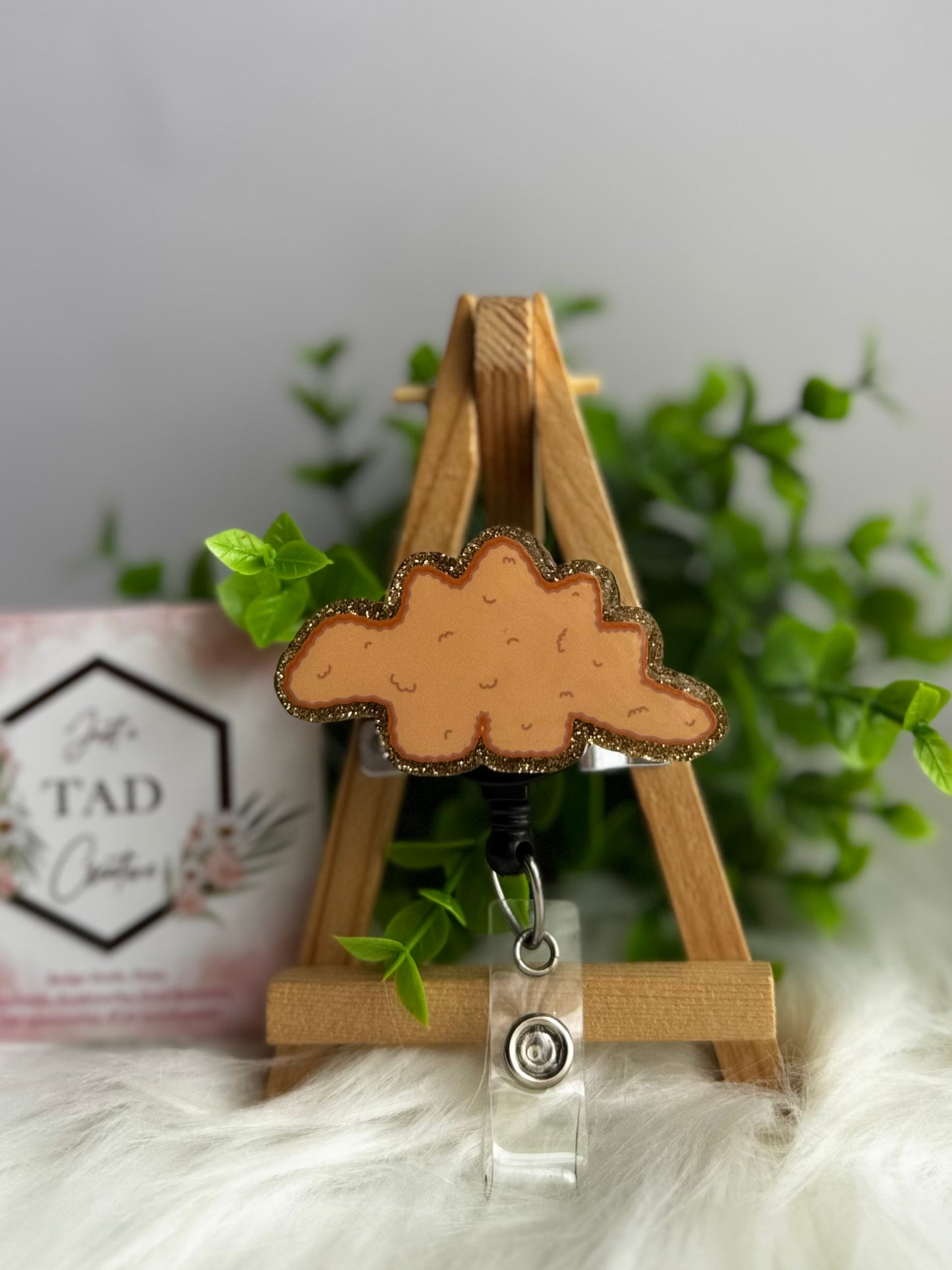 Dino Nugget Gold Glitter Interchangeable Badge Topper