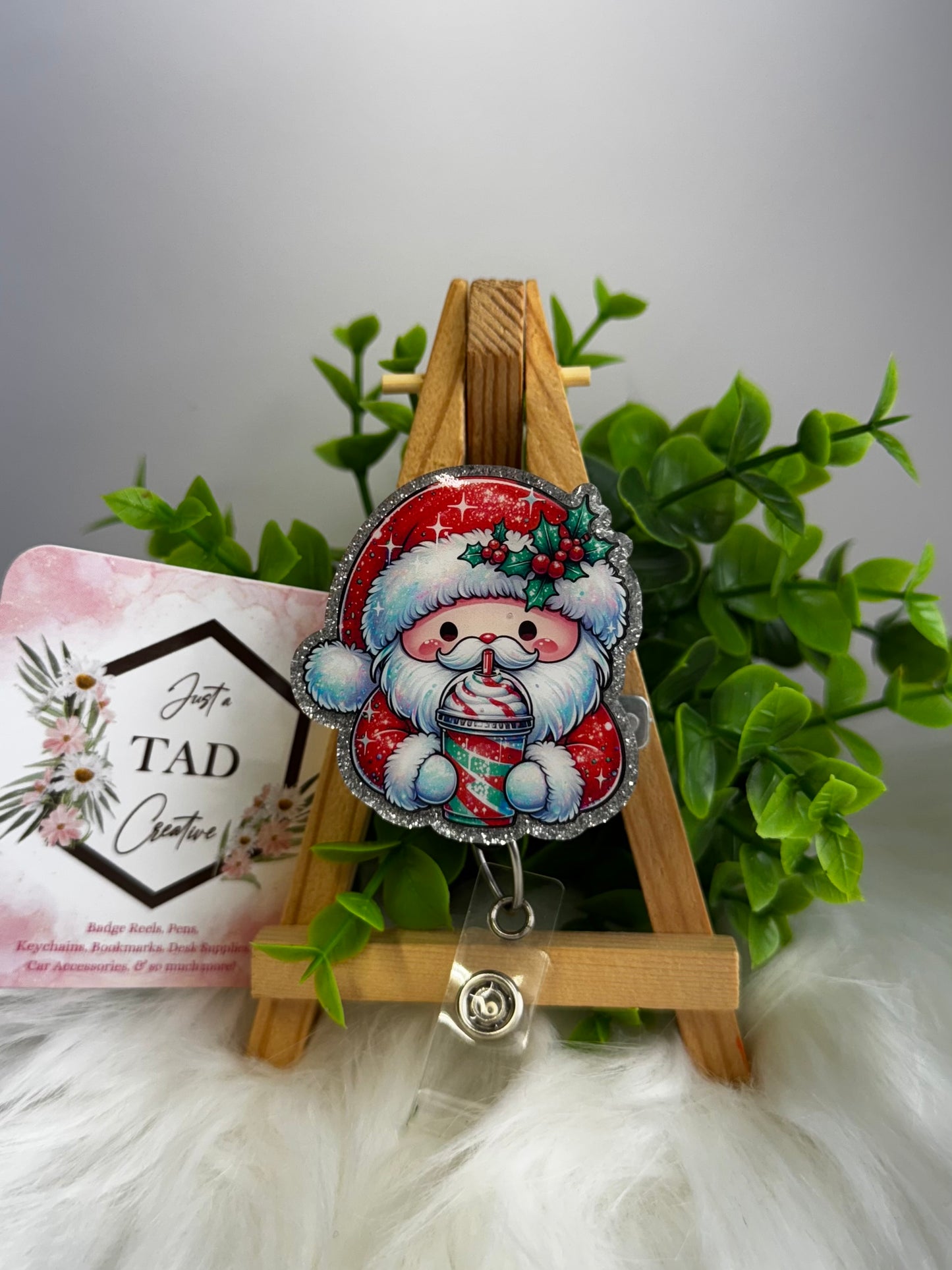 Santa with Christmas Cheer Drink Interchangeable Topper