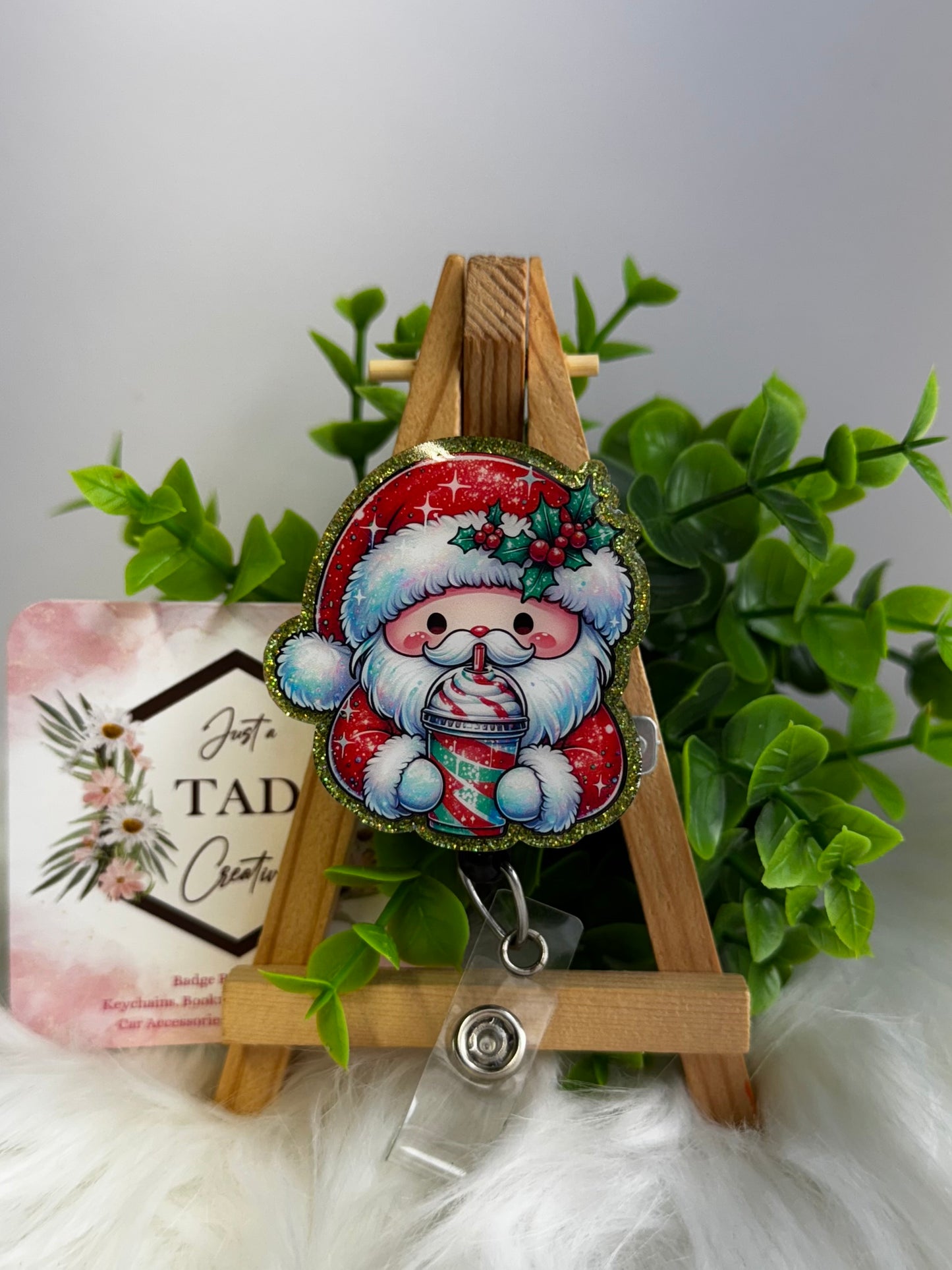Santa with Christmas Cheer Drink Interchangeable Topper