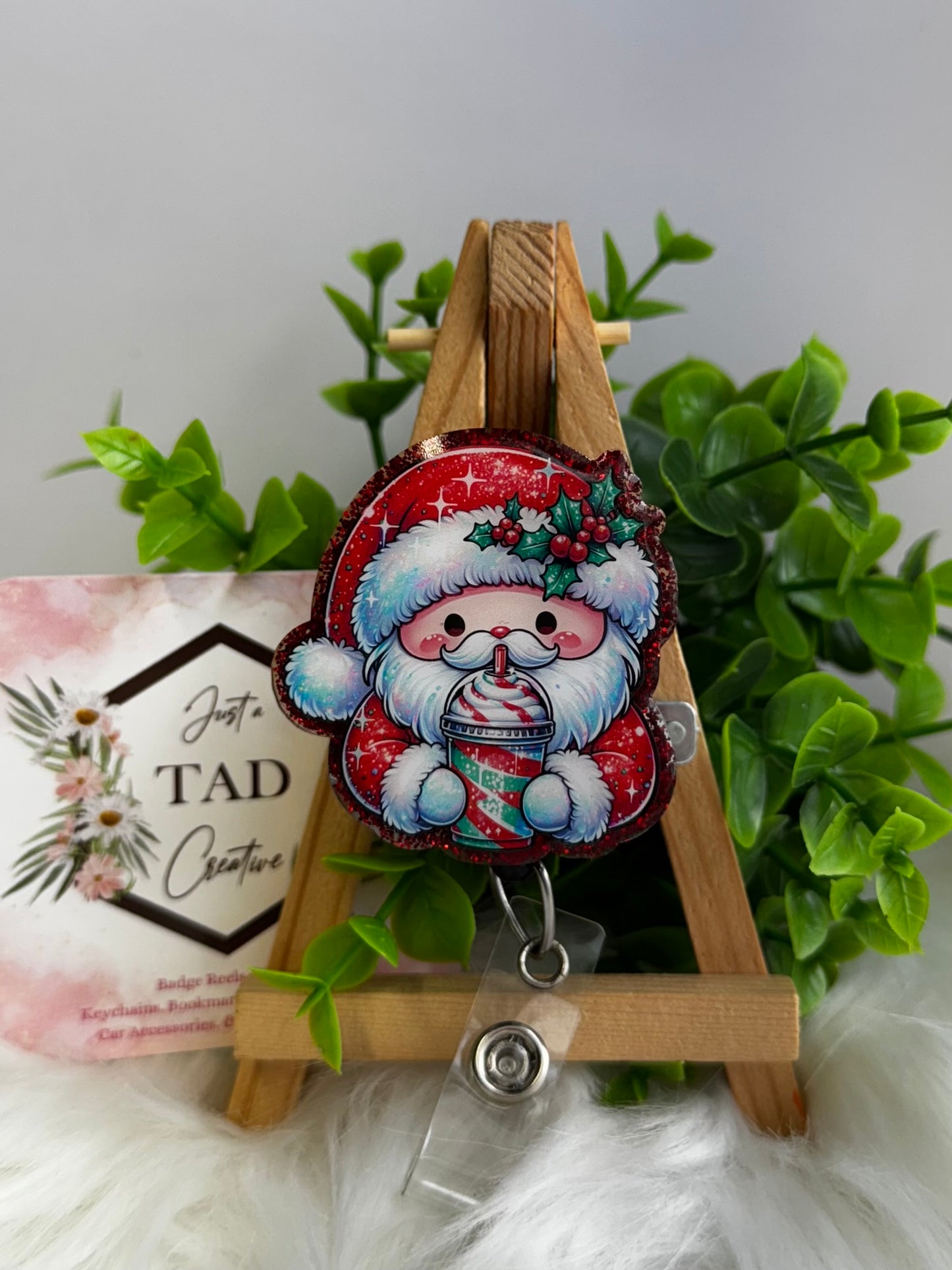Santa with Christmas Cheer Drink Interchangeable Topper