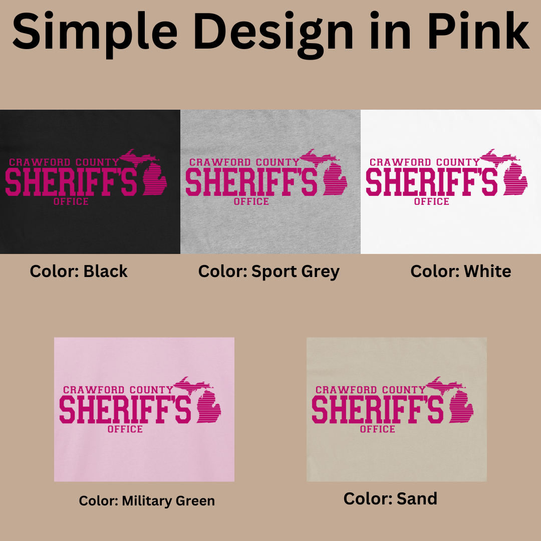 Simple Design Pink Crawford County Adult Long Sleeve T-Shirt