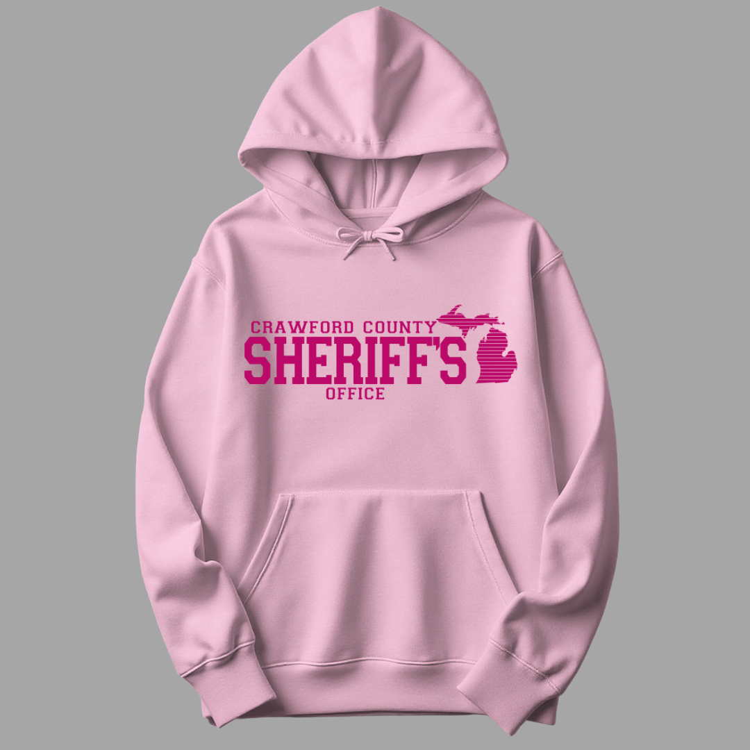 Simple Design Pink Crawford County Adult Hooded Sweatshirt