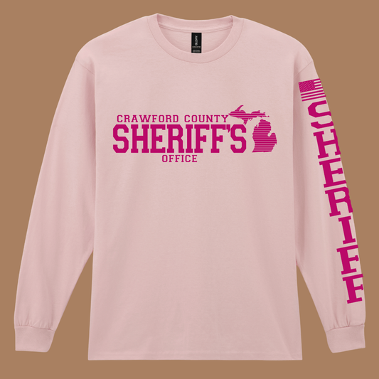 Simple Design Pink Crawford County Adult Long Sleeve T-Shirt
