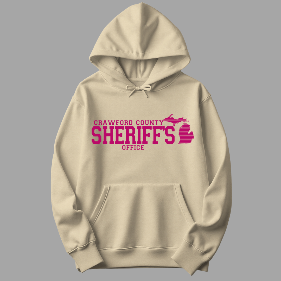 Simple Design Pink Crawford County Adult Hooded Sweatshirt