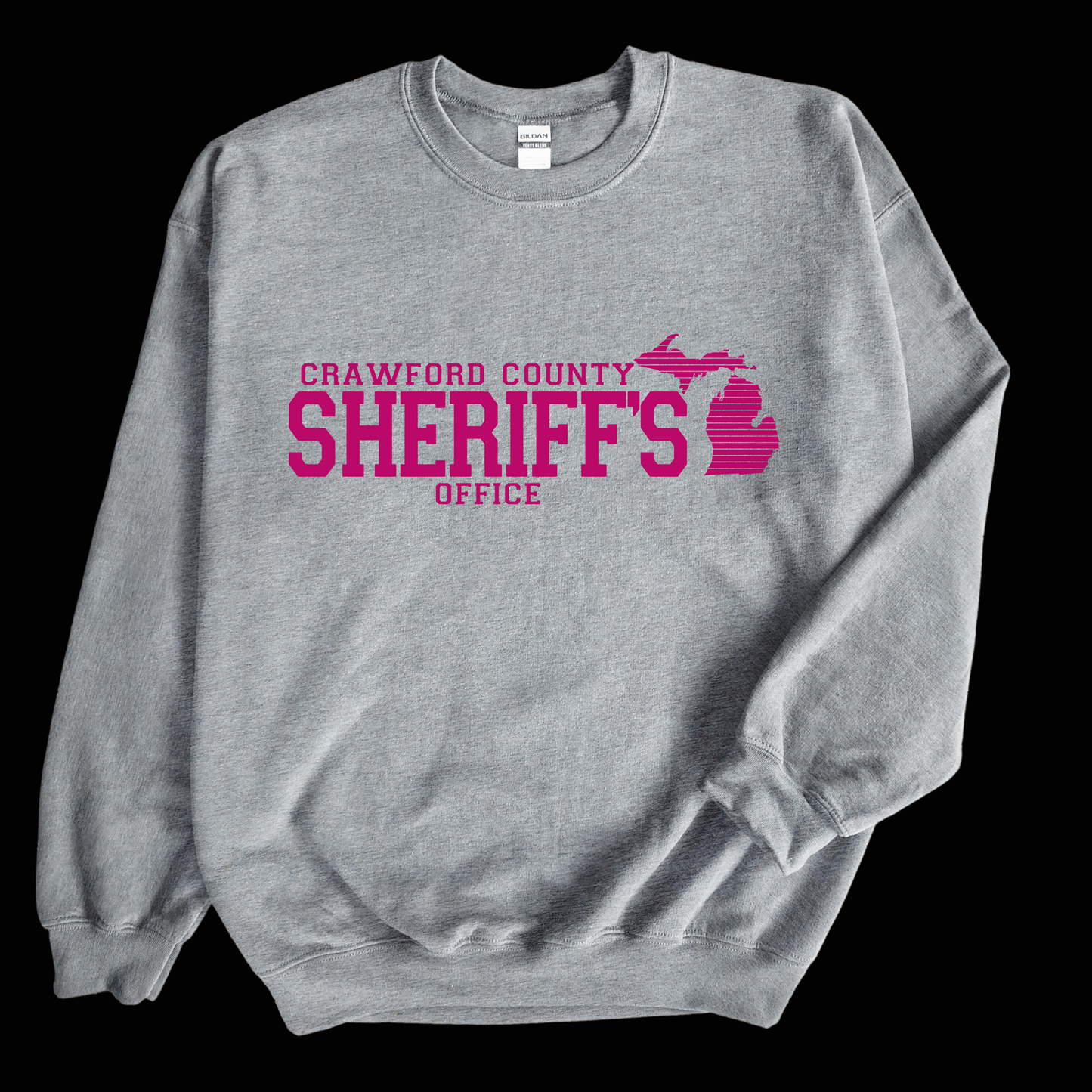 Simple Design Pink Crawford County Adult Crewneck Sweatshirt