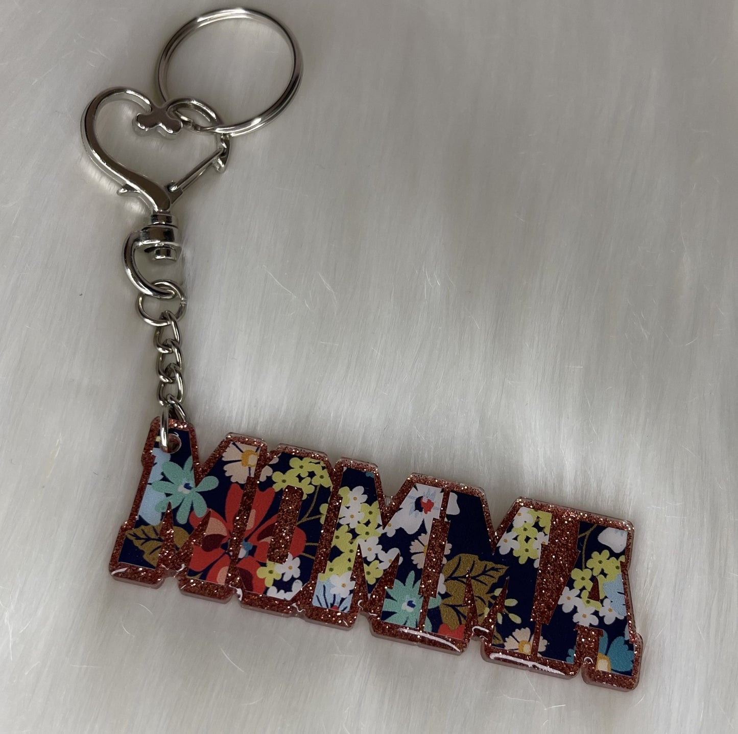 Momma 3" Glittered Keychain