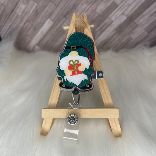 Gnome with Present Interchangeable Topper