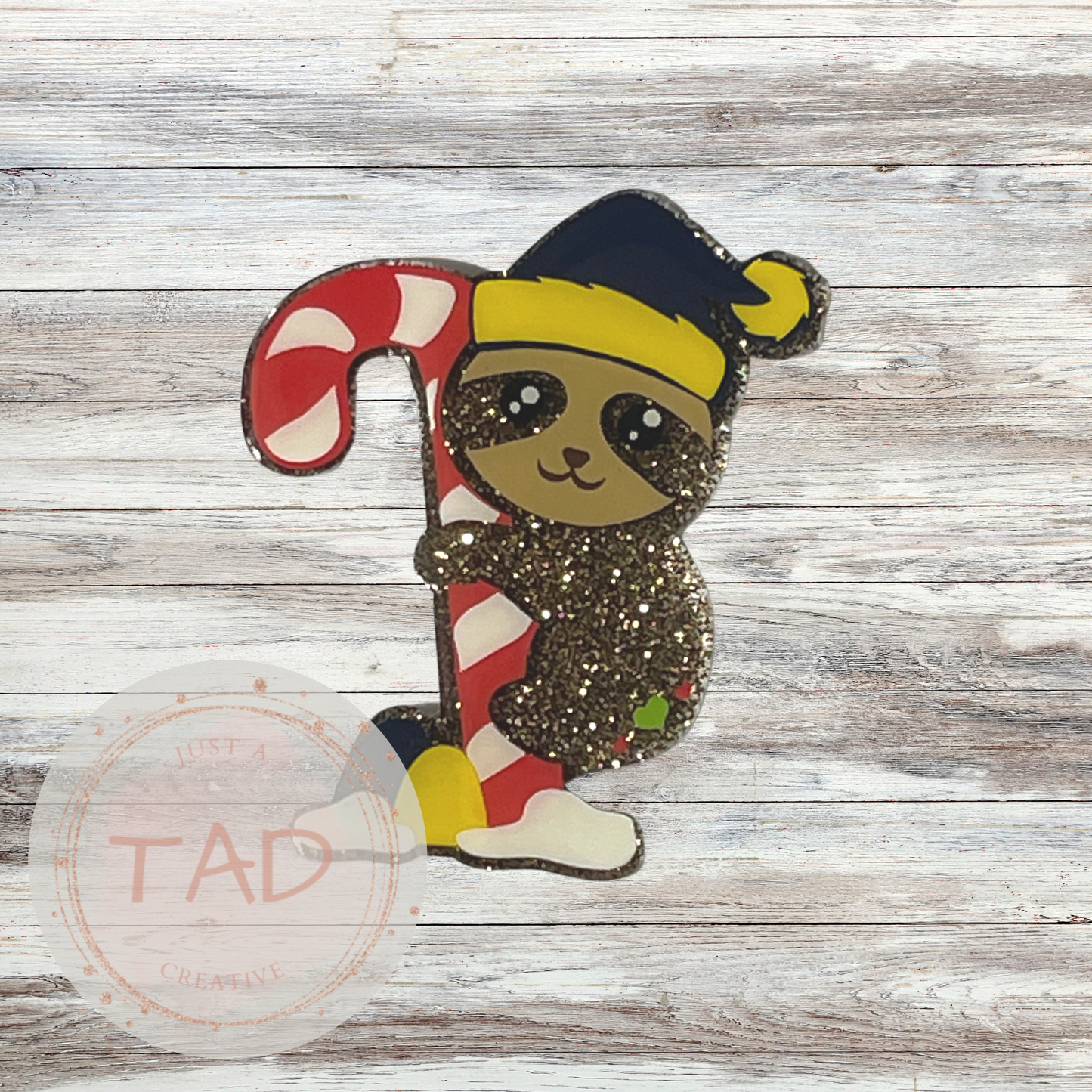 Sloth Holding a Candy Cane Interchangeable Topper