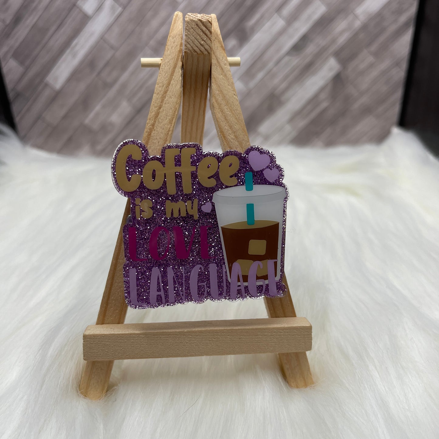 Coffee Love Language Glittered Interchangeable Badge Reel Topper