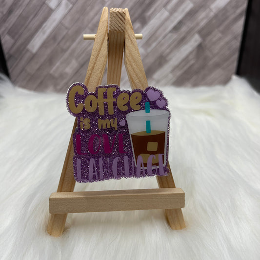 Coffee Love Language Glittered Interchangeable Badge Reel Topper