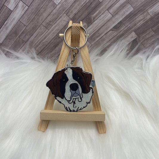 Saint Bernard 2" Glittered Keychain / Bag Tag