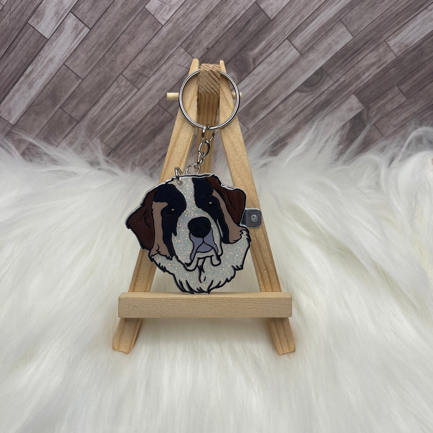 Saint Bernard 2" Glittered Keychain / Bag Tag