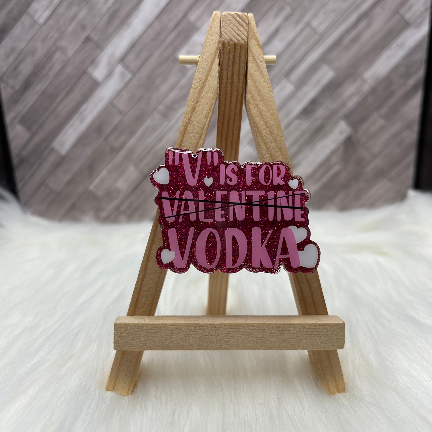 V is for Vodka Glittered Interchangeable Badge Topper
