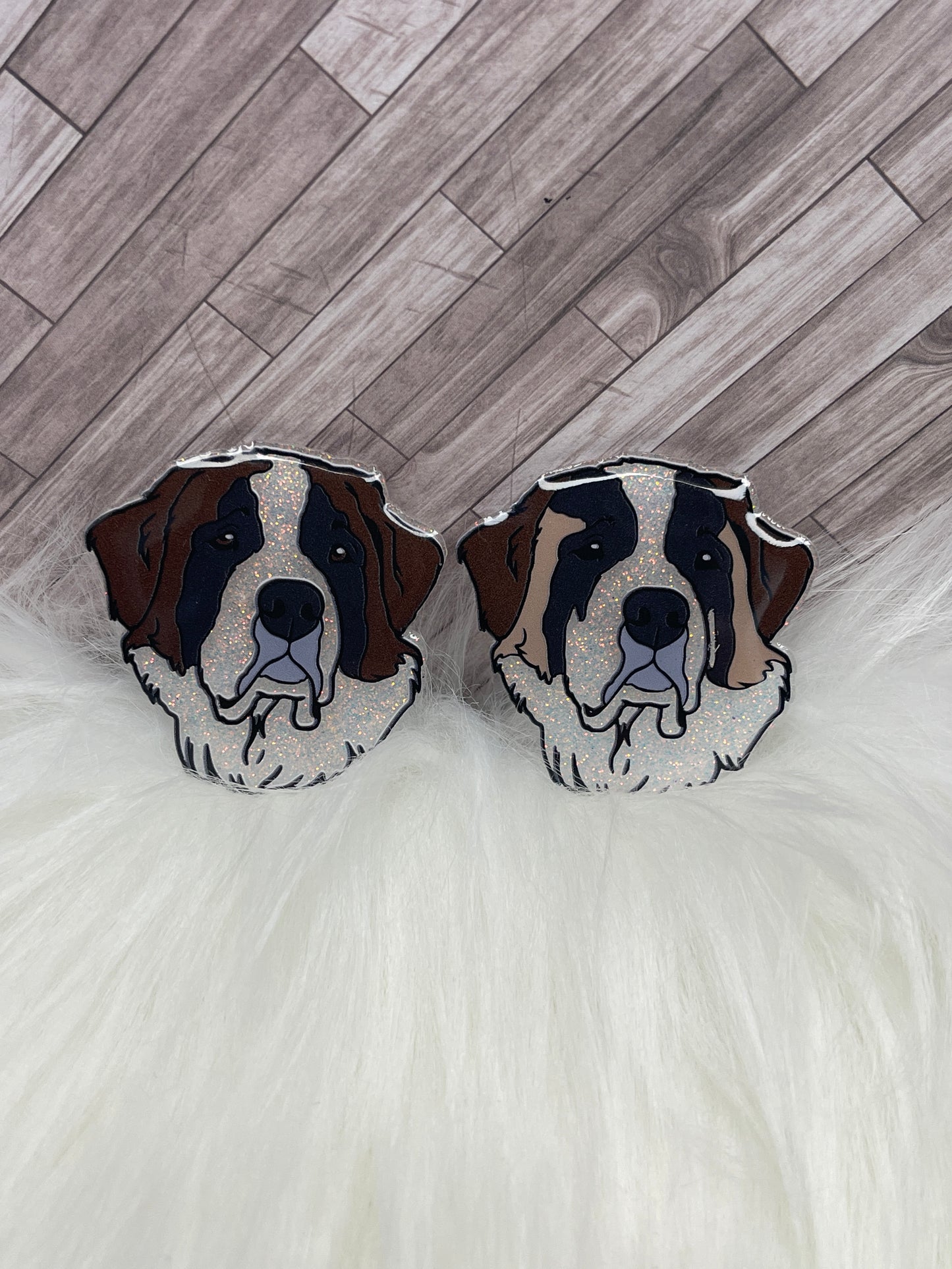 Saint Bernard 2" Glittered Keychain / Bag Tag