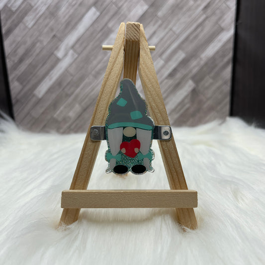 Girl Gnome Holding Heart Interchangeable Badge Reel Topper