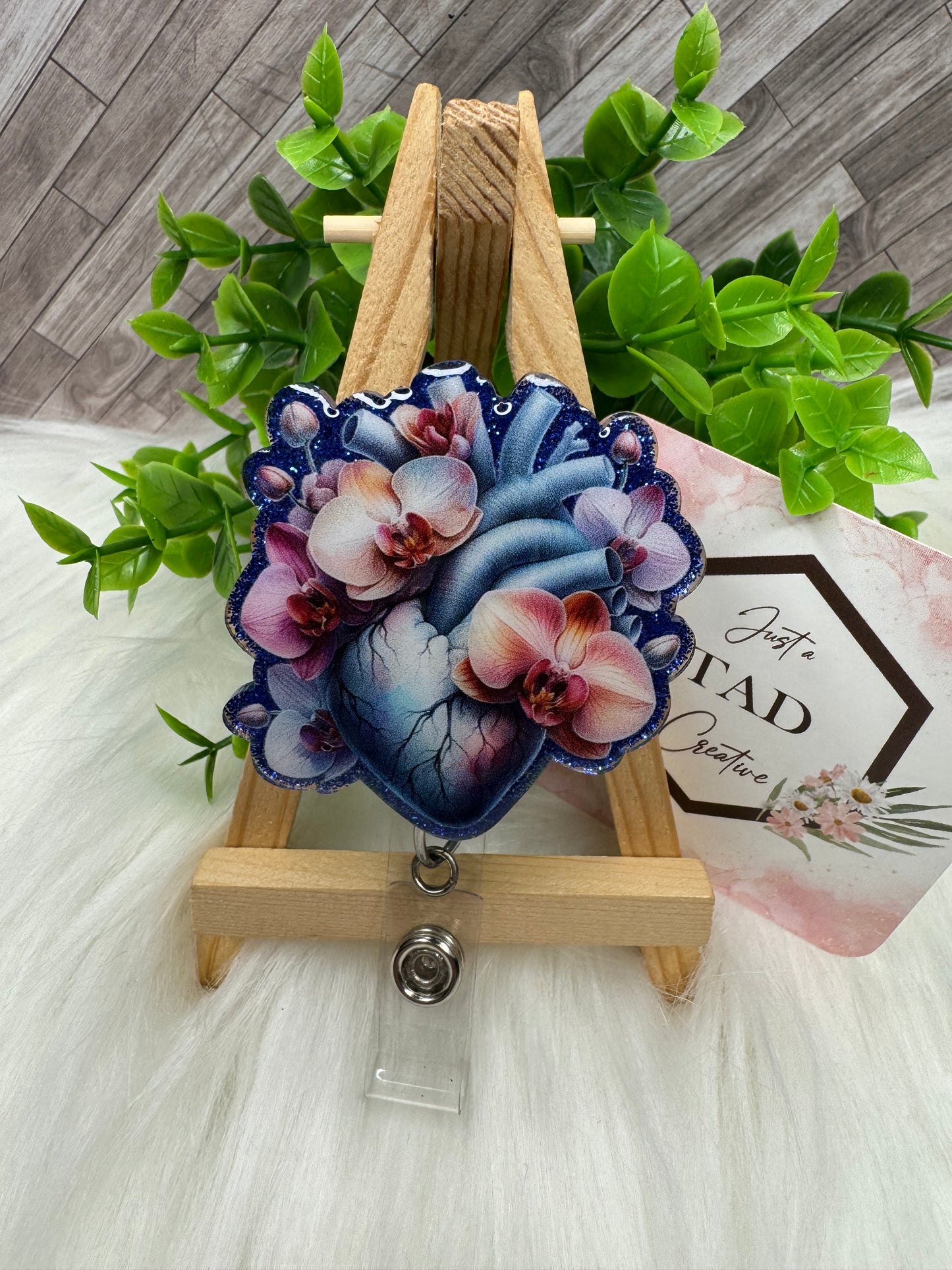 Floral Anatomical Heart Interchangeable Badge Topper