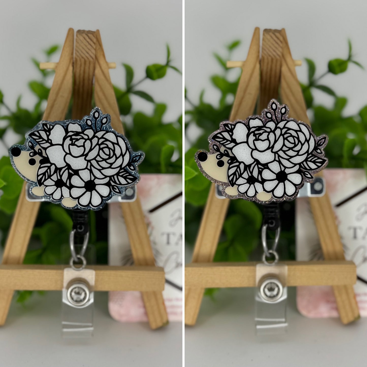 Floral Hedgehog Interchangeable Badge Topper