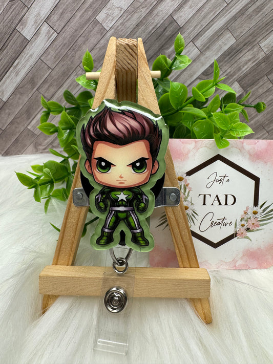 Super Hero GREEN LIGHT Character Interchangeable Badge Reel Topper