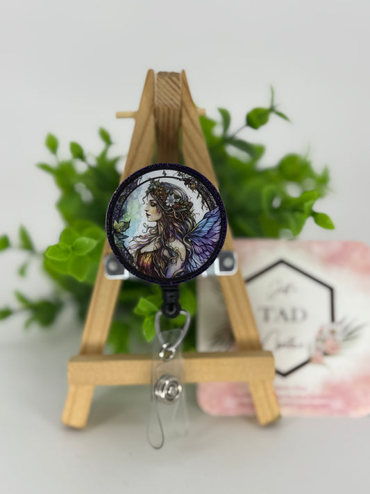 Fairy Stained Glass Interchangeable Badge Reel Topper