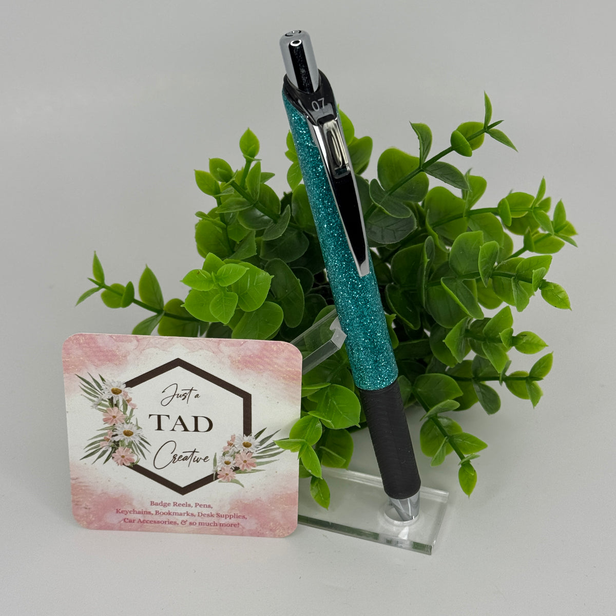 Teal Magic Glittered Gel Pen with Clip