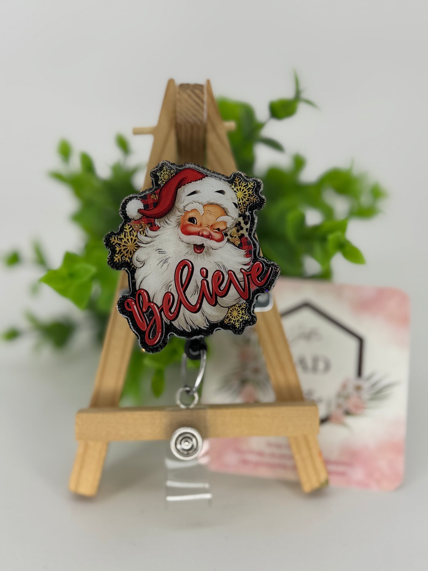 Believe Santa Interchangeable Badge Reel Topper