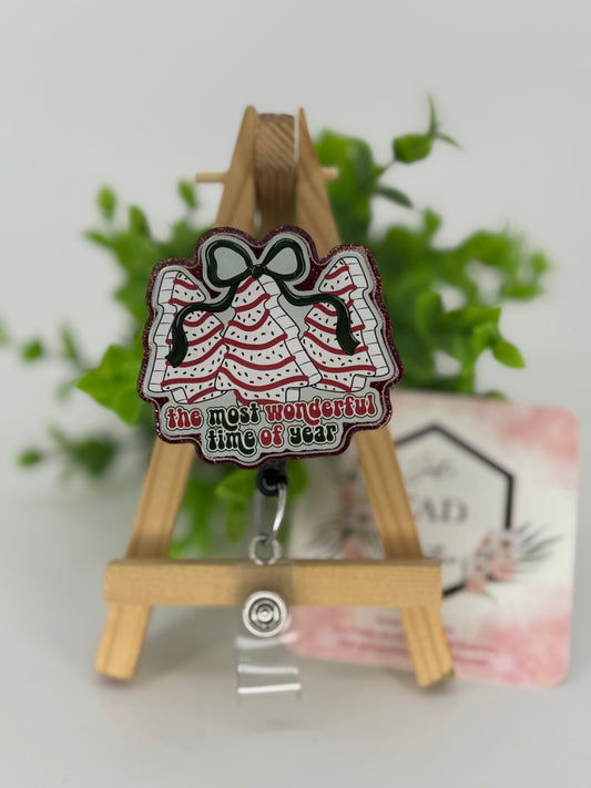 Christmas Tree Treat Cakes Interchangeable Badge Reel Topper