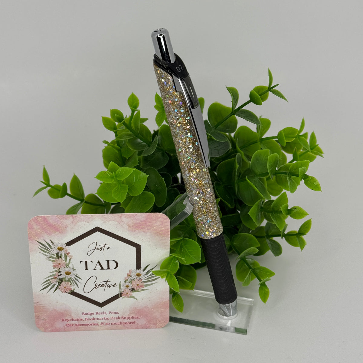 Champagne Sparkle Glittered Gel Pen with Clip