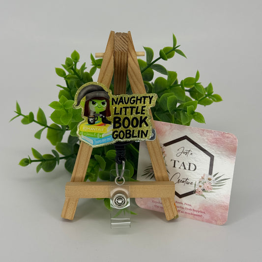 Naughty Little Book Goblin Interchangeable Badge Reel Topper