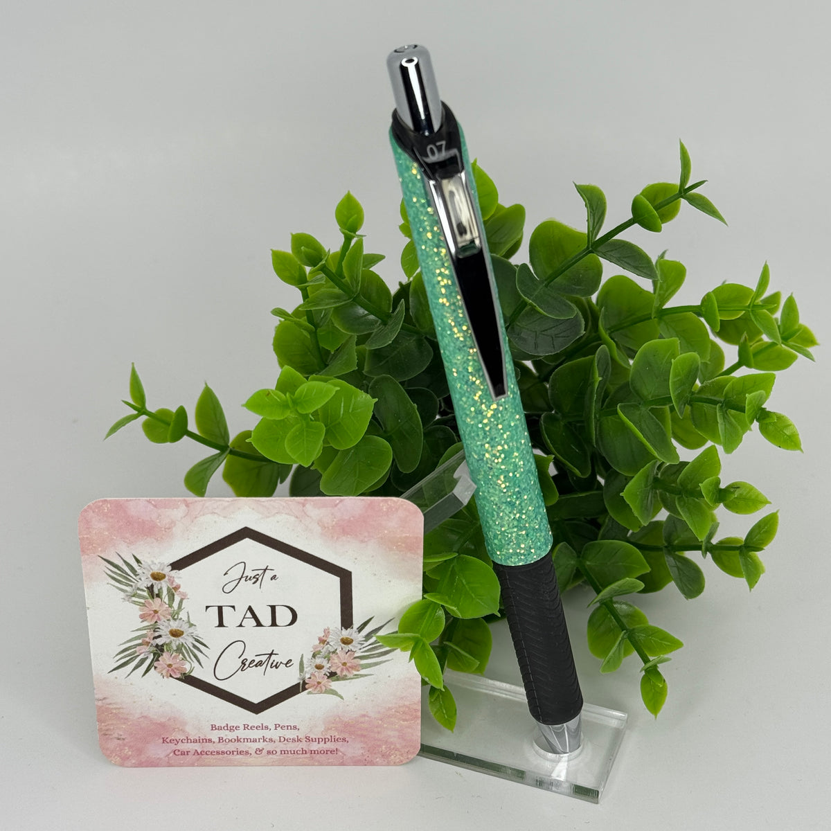 Mint to Sparkle Glittered Gel Pen with Clip