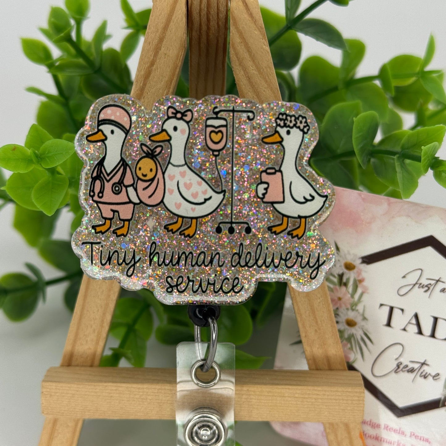 Tiny Human Delivery Service Interchangeable Badge Reel Topper
