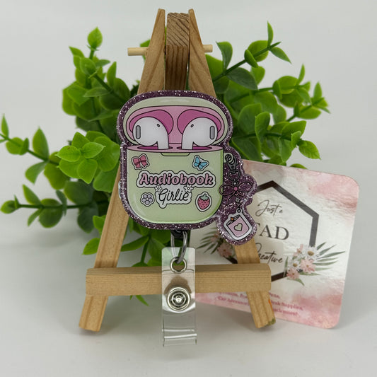 Audiobook Girlie Interchangeable Badge Reel Topper