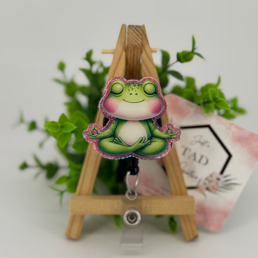 Meditating Frog Interchangeable Badge Topper