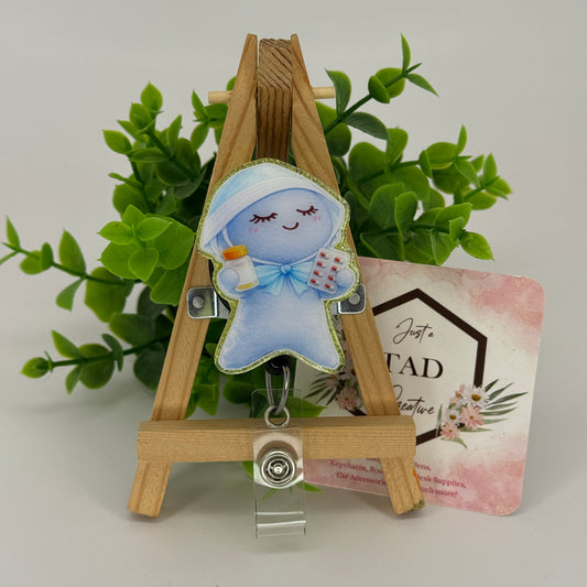 Glove Doll with Meds Interchangeable Badge Reel Topper