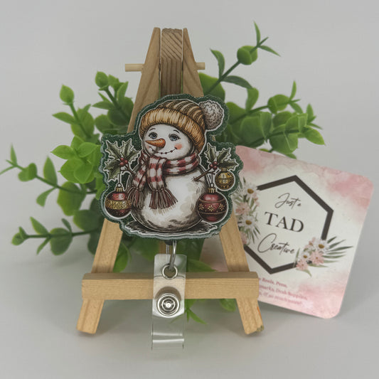 Rustic Snowman Interchangeable Badge Reel Topper