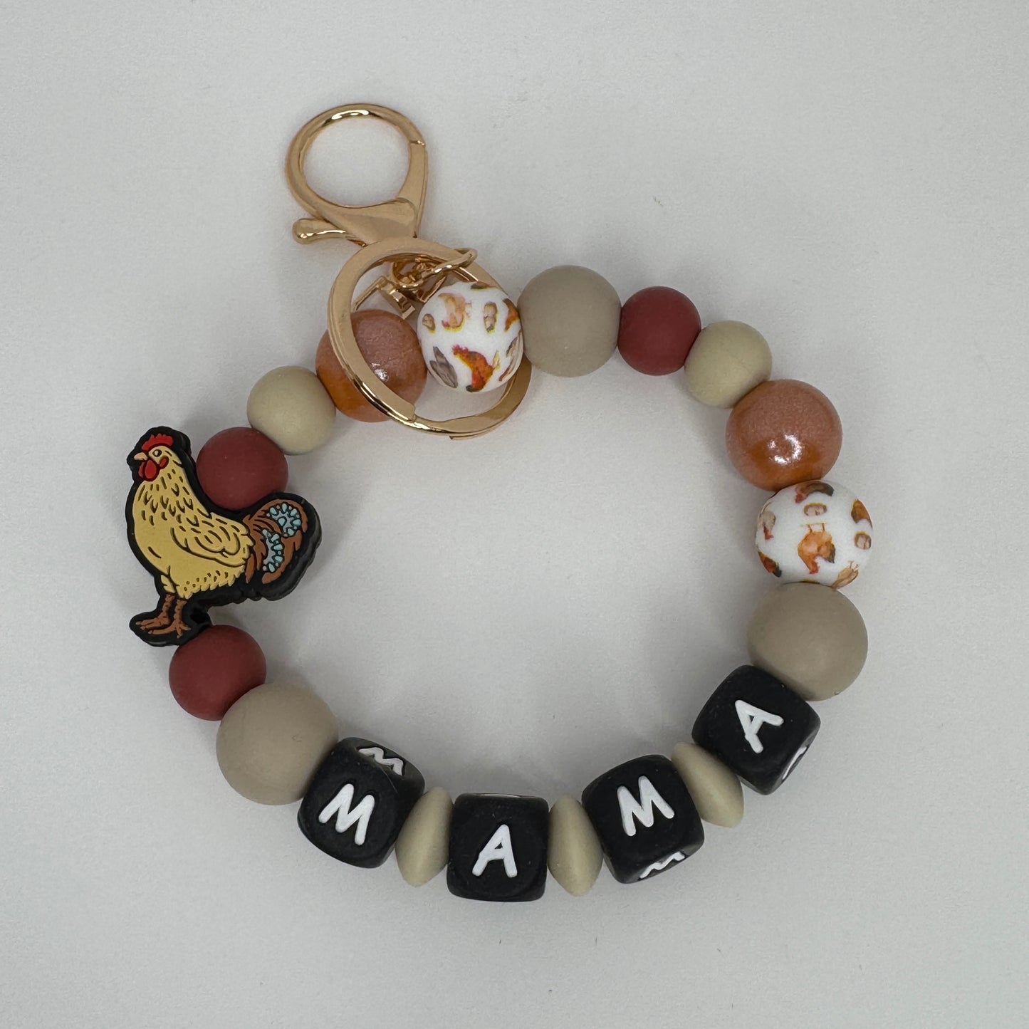 Chicken-Themed MAMA Keychain Wristlet