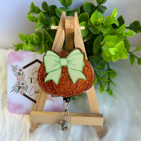 Pumpkin with Bougee Bow Interchangeable Badge Toppers