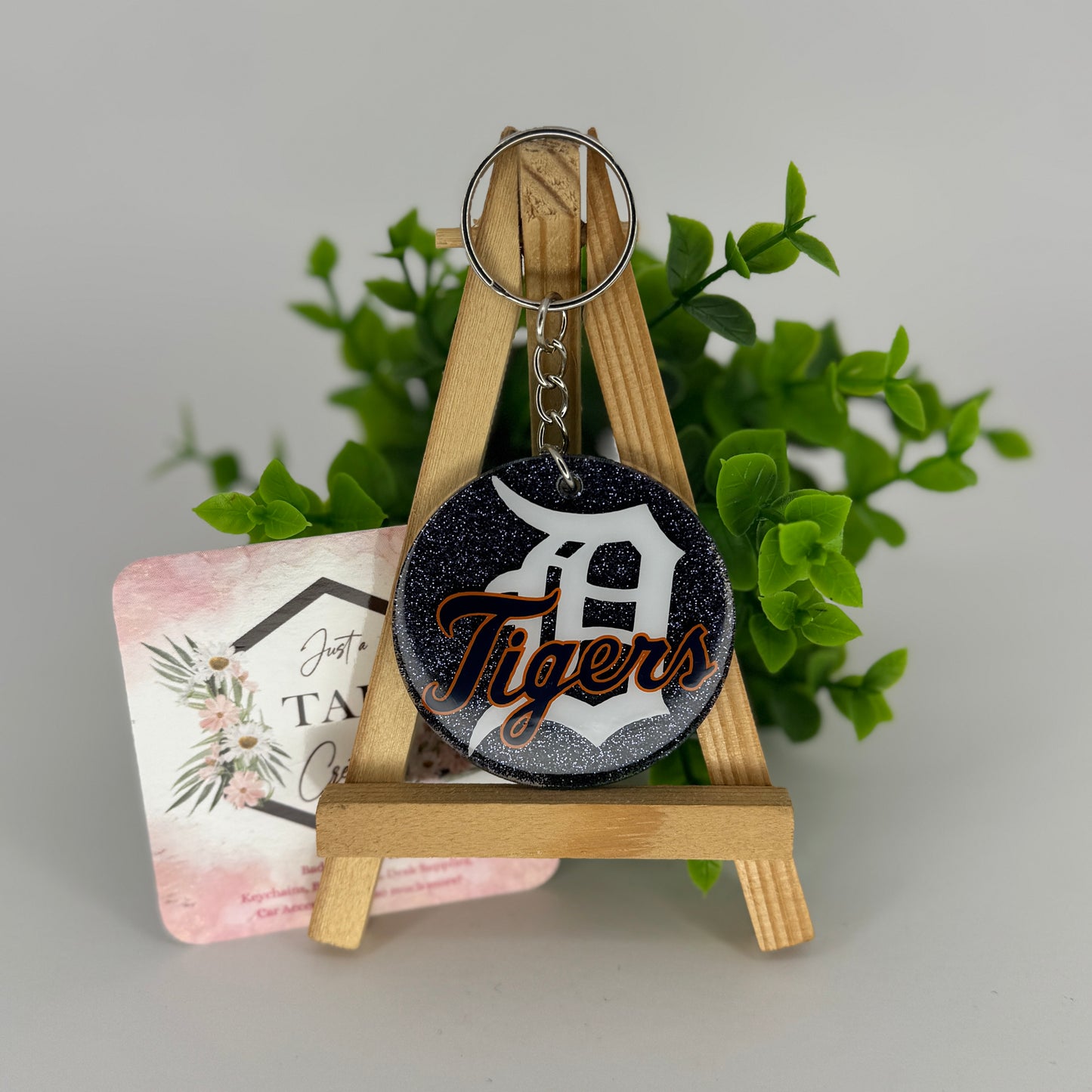 Detroit Baseball Glittered Keychain / Bag Tag