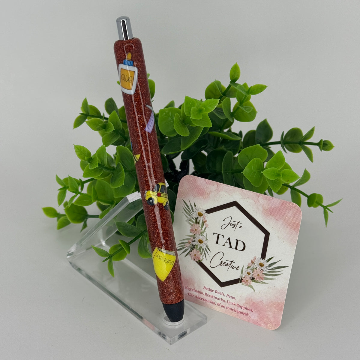School Days Orange Glittered Gel Pen