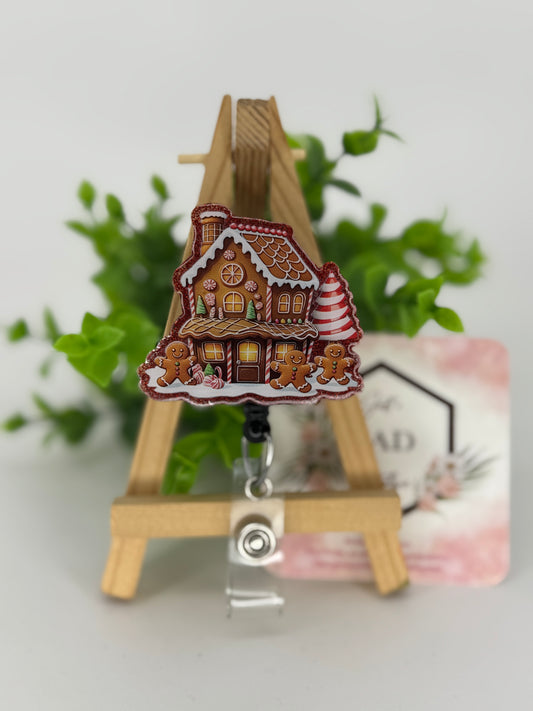 Gingerbread House Interchangeable Badge Reel Topper