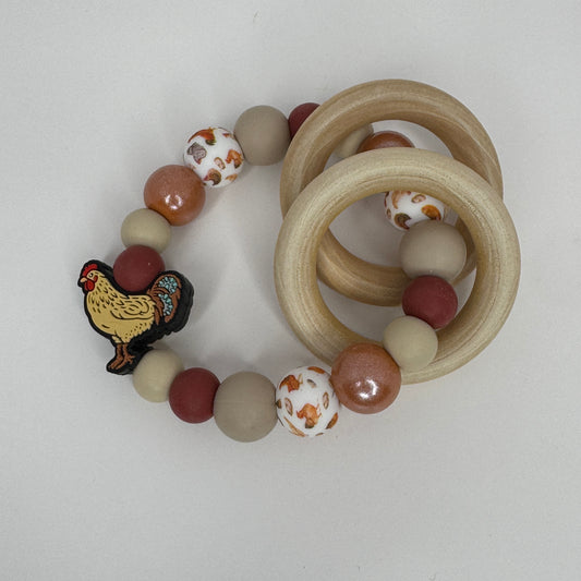 Chicken Silicone Teething Rattle